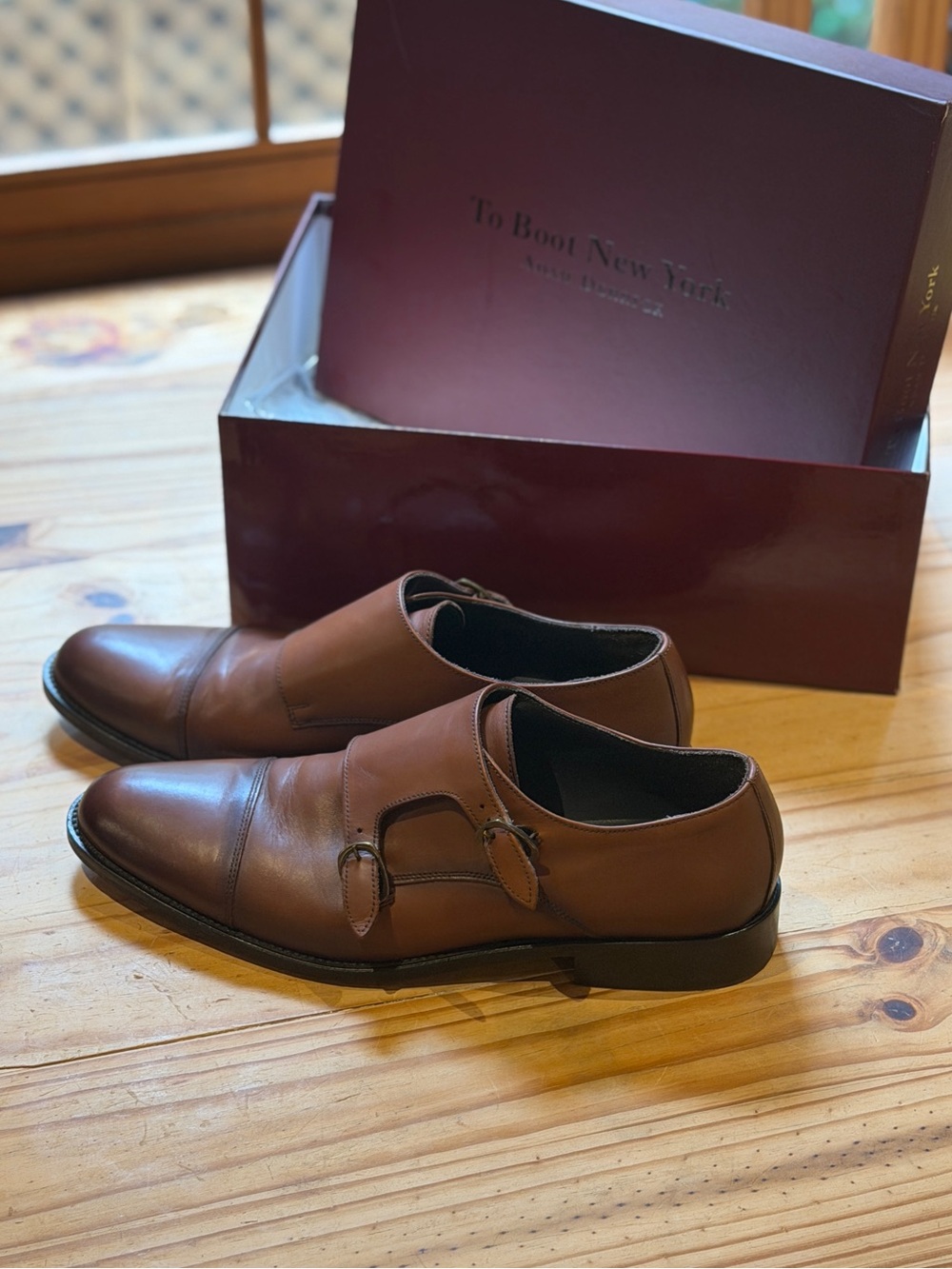 To Boot New York Men's Goddrey Leather Double Monk Strap Leather Shoes Sz 11.5
